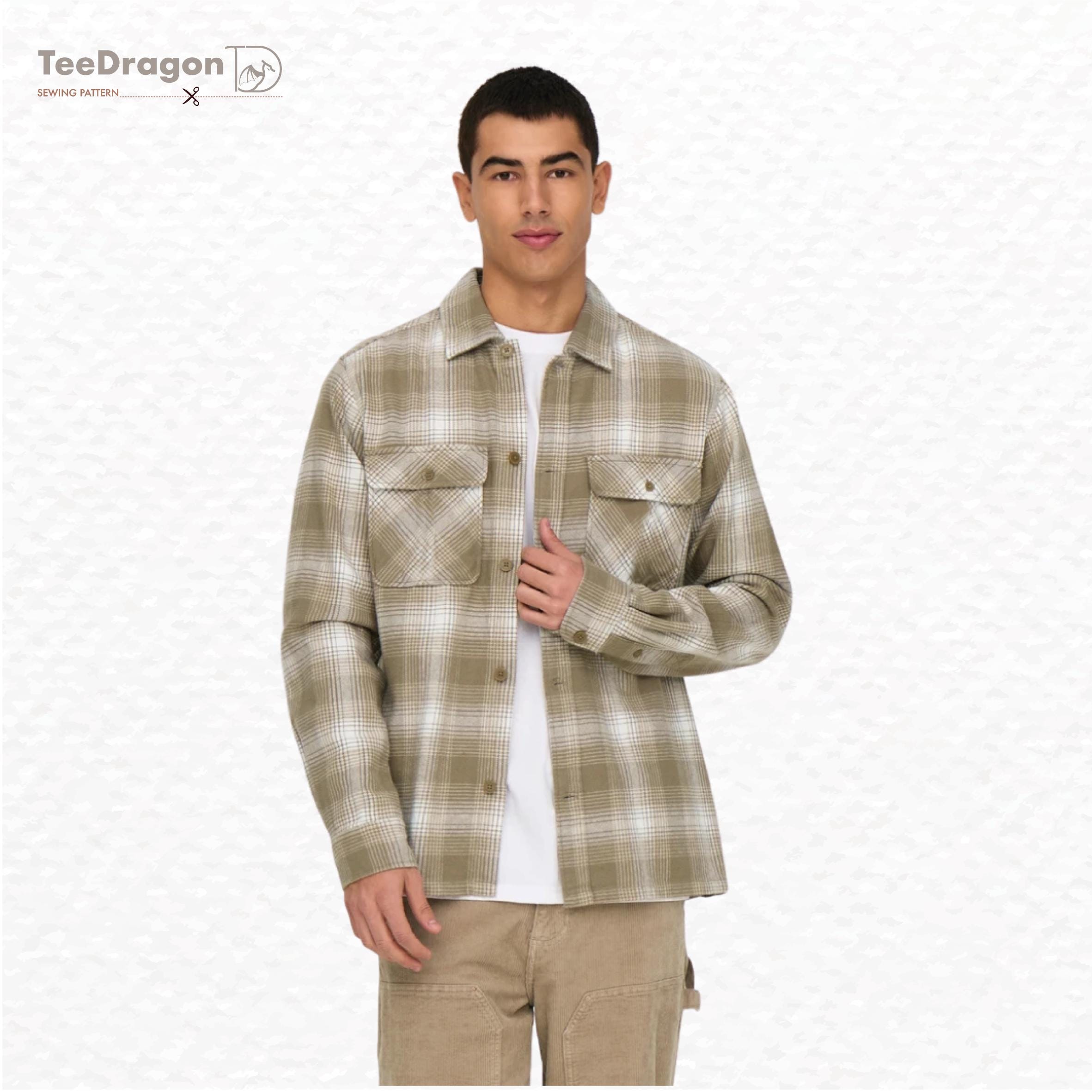 Men's Shirt Jacket Sewing Pattern PDF | DIY Jacket Pattern XS-3XL ...