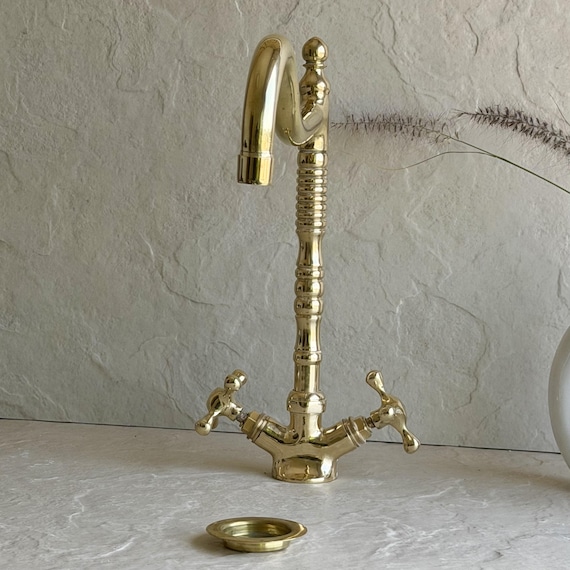Brass Faucet For Bathroom Sink + Free Drain