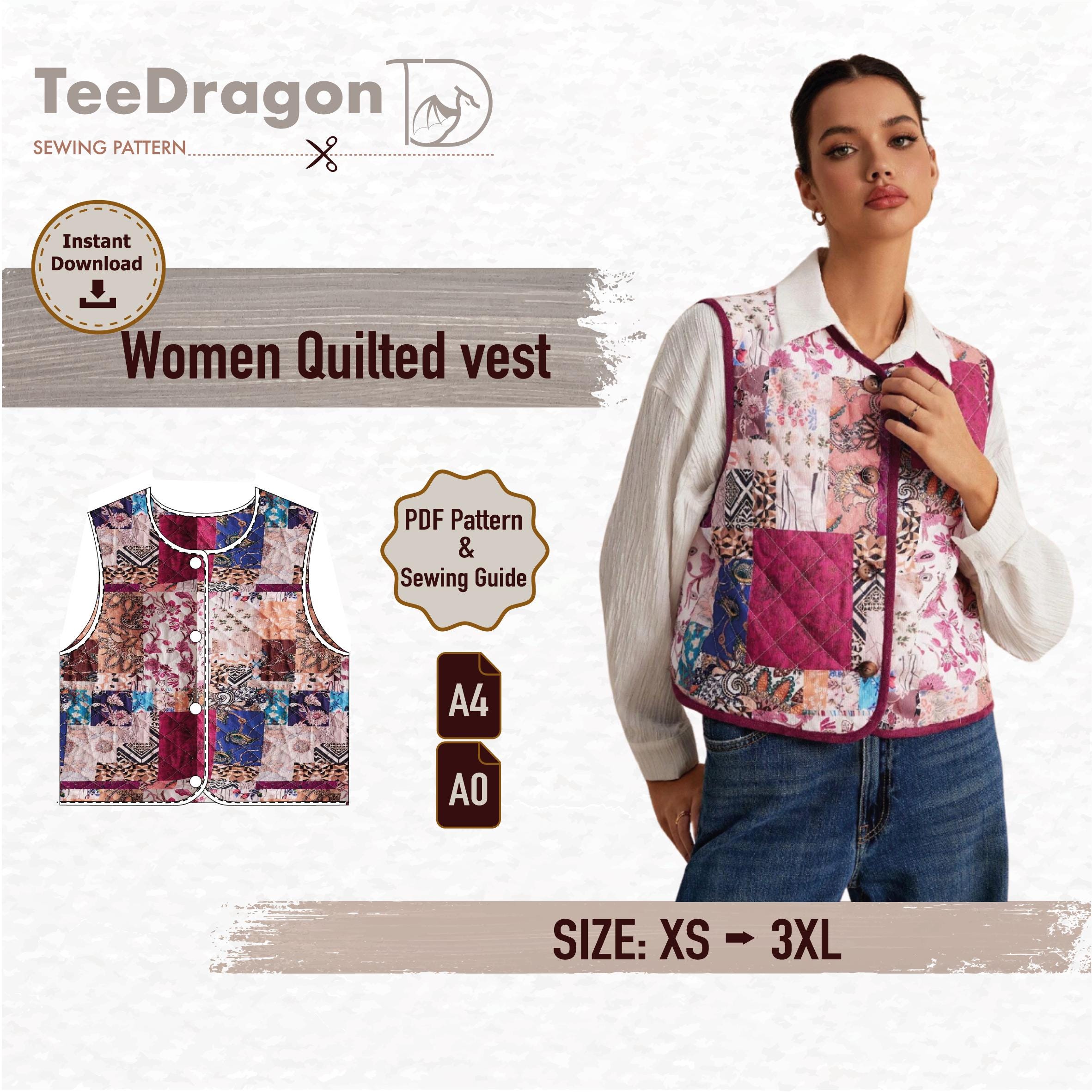 Quilted Vest Sewing Pattern PDF | Women's Patchwork Vest