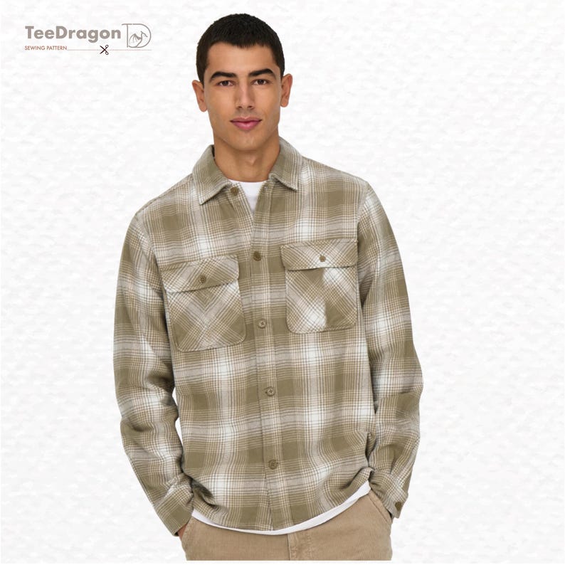 Men's Shirt Jacket Sewing Pattern PDF | DIY Jacket Pattern XS-3XL ...