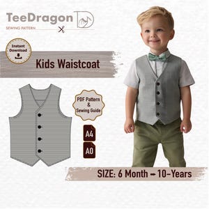 Kids Vest Sewing Pattern | Toddler Waistcoat PDF Pattern | Beginner-Friendly Formal Vest | Boys Dress Vest Pattern | Instant Download