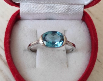 Oval Swiss blue topaz Silver ring Size in stock 6, 7 Ask us if you need another size