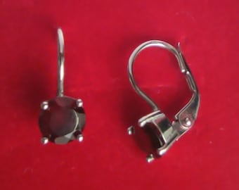 Sterling Silver Czech Garnet Leverback Earrings: January Birthstone