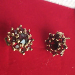 Gold-Plated Silver Garnet Stud Earrings: Czech Pyrope, Certificate Included
