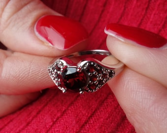 Sterling Silver Garnet Ring: Czech Pyrope January Birthstone
