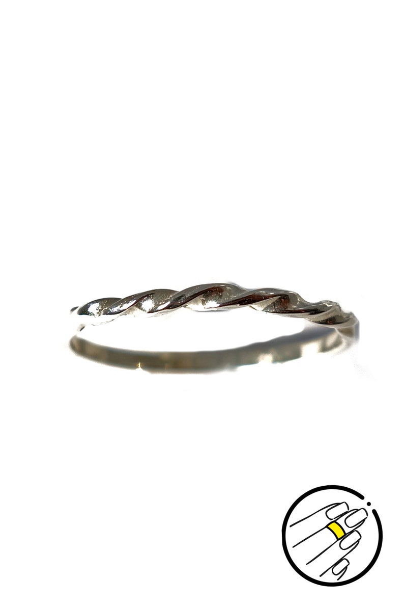 Silver simple twisted ring Phalanx ring Midi ring Children/'s ring Size 4
