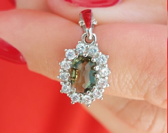Sterling Silver Moldavite Pendant Necklace: Czech Meteorite Jewelry