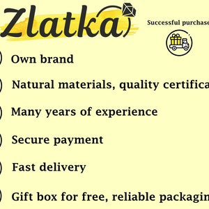 May include: A yellow and black illustration of a shopping cart with a gift box inside. The text "Successful purchases" is above the illustration. Below the illustration are six bullet points with icons and text describing the benefits of shopping with the company. The text includes: "Own brand", "Natural materials, quality certificates", "Many years of experience", "Secure payment", "Fast delivery", and "Gift box for free, reliable packaging".