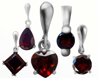 Silver Garnet Pendant: January Birthstone, Czech Pyrope Gemstone
