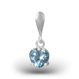 Silver heart shaped pendant with Sky blue topaz Romantic jewelry necklace