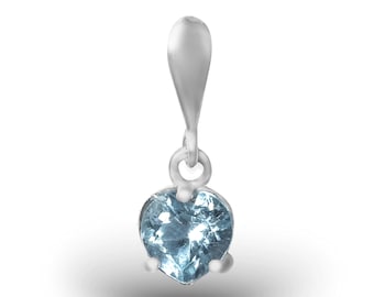 Silver heart shaped pendant with Sky blue topaz Romantic jewelry necklace