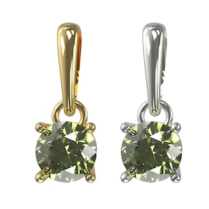 Pendant with faceted luxury round Czech meteorite circle moldavite 925 Sterling Silver 22 K, 585 White Gold 14 K, 585 Yellow Gold 14 K