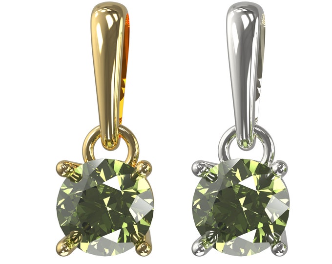 Pendant with faceted luxury round Czech meteorite circle moldavite 925 Sterling Silver 22 K, 585 White Gold 14 K, 585 Yellow Gold 14 K