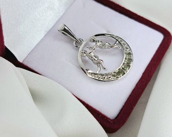 Gemini Zodiac moldavite silver pendant, Real Czech meteorite moldavite, cosmic powerful stone, Horoscope Astrology Sign Medallion Pendant