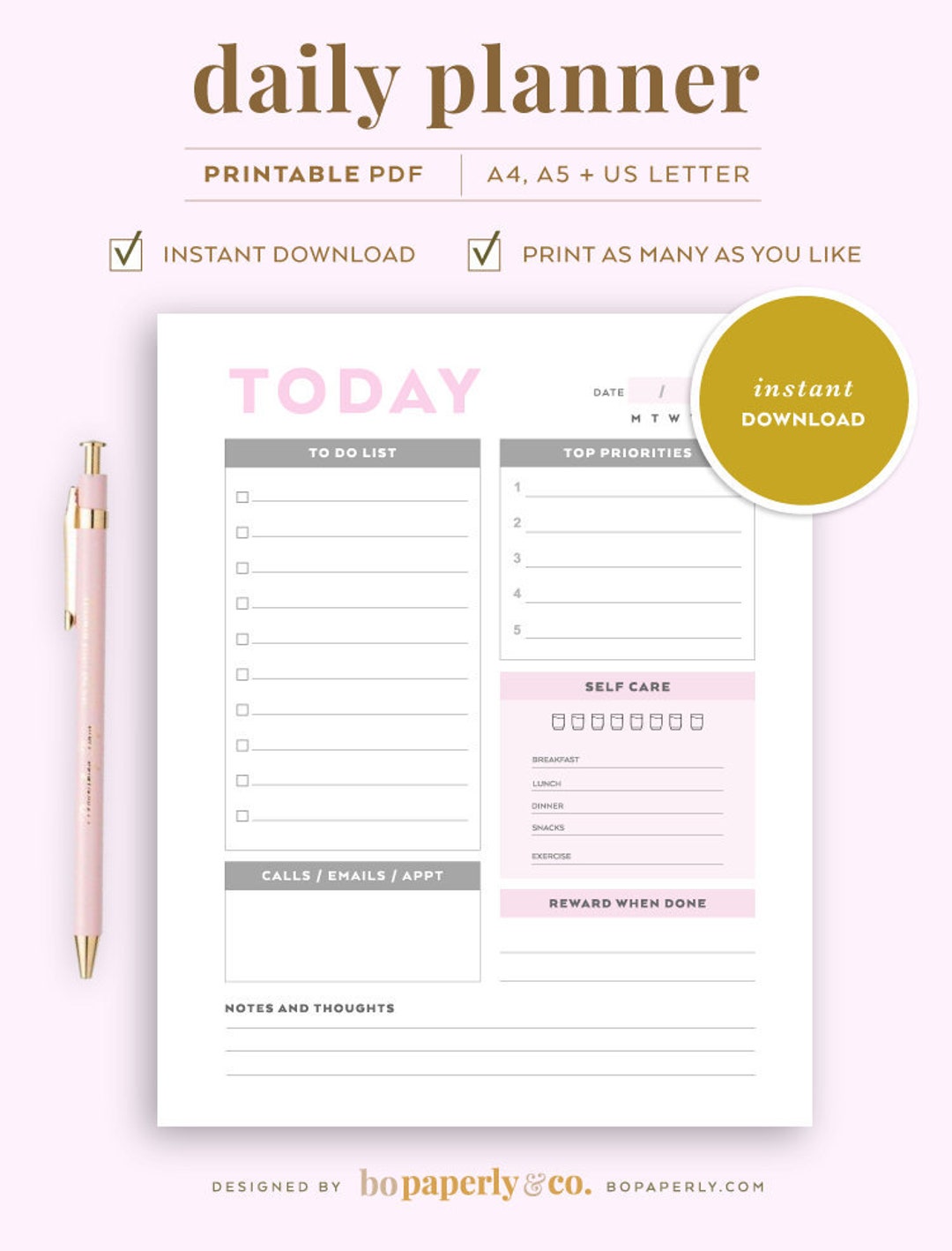 Daily Planner Printable to Do List Daily Planner Page Insert PDF ...