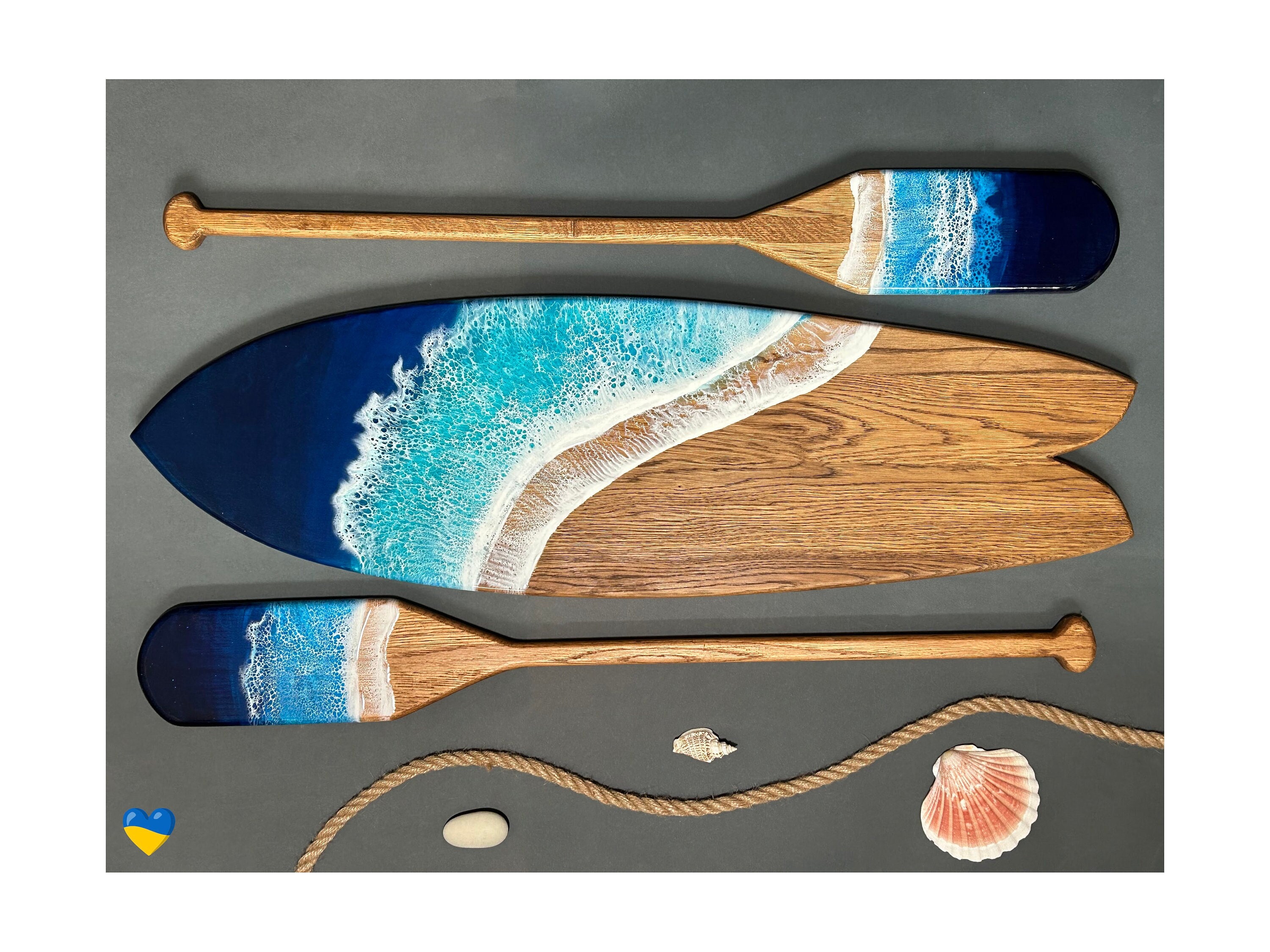 Oak Ocean Waves Surfboard Wall Art
