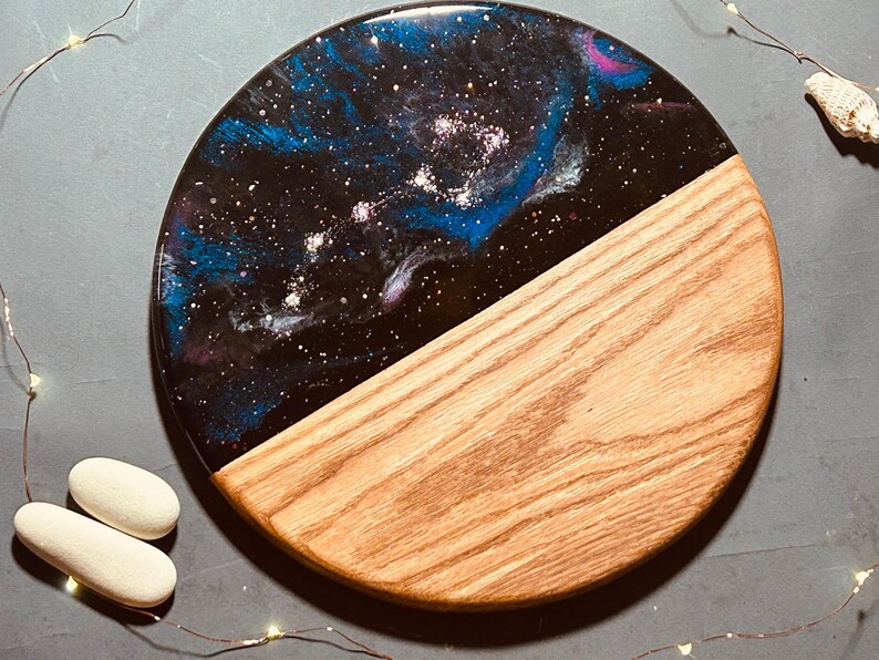 Large Oak Live Edge Ocean Resin Charcuterie Board, Custom Engraved Cheese Board, Beach Wedding Gift, Engagement Gift, New Home Board #3