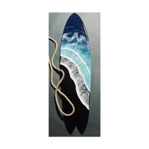 43&quot; Black Surfboard Wall Resin Art Bar Decor, Wooden Wall Hanging Art, Surfer Gift, Beach House Decor, New Home Gift