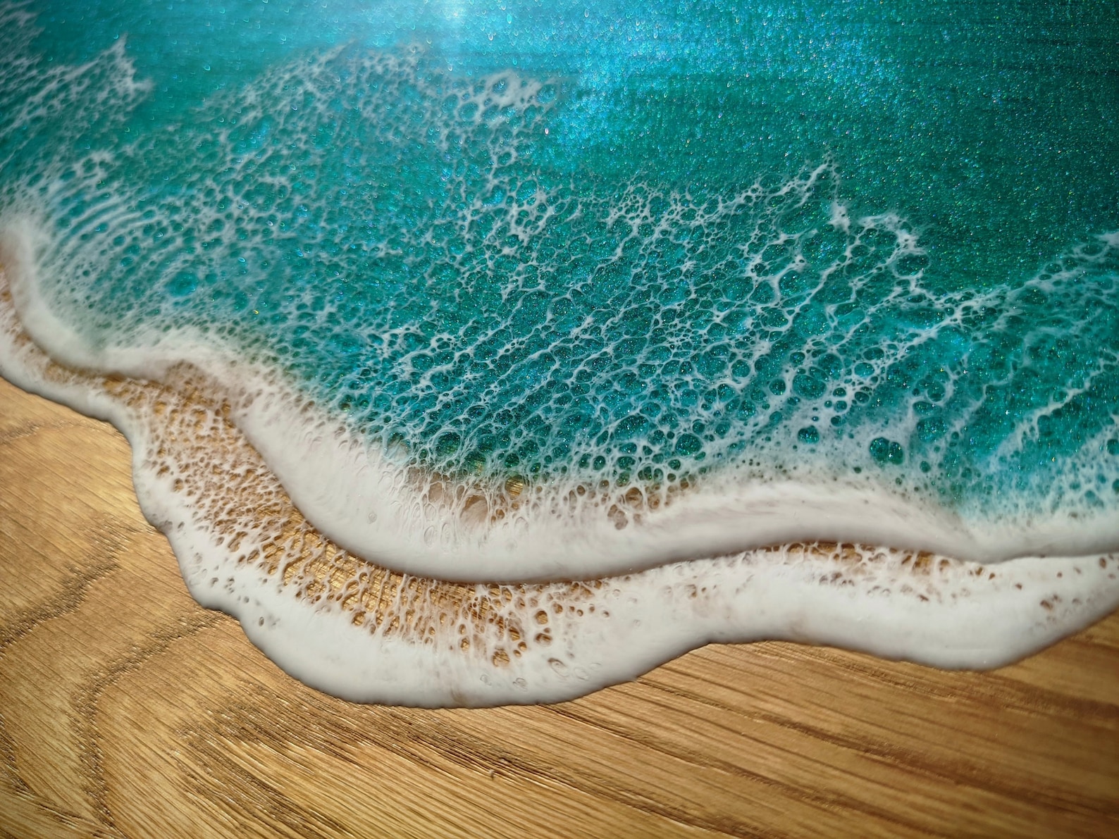 12 Wooden Ocean Resin Art Round Charcuterie Board Etsy