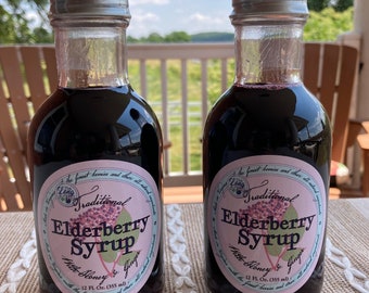 Traditional, Homegrown Elderberry Syrup - package of 2 or 4 twelve ounce bottles