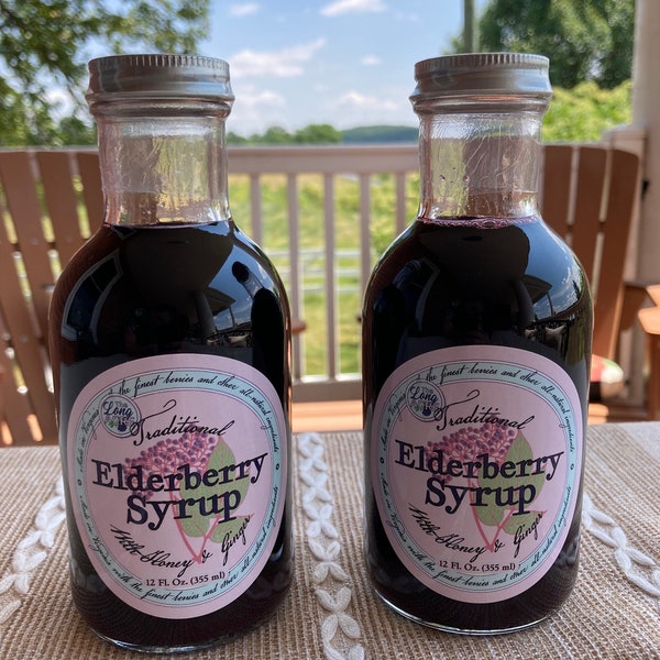 Traditional, Homegrown Elderberry Syrup - package of 2 or 4 twelve ounce bottles