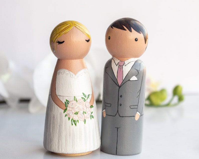 Wedding Cake Topper Bride and Groom Personalized Wedding Peg | Etsy UK