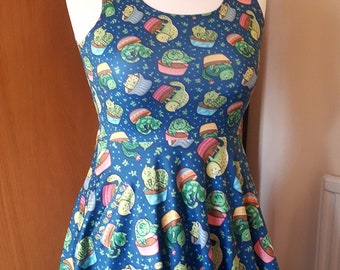 Cactus Cats skater print dress- kawaii kitsch retro rockabilly cute alternative fashion