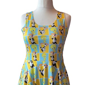 Tweetie Pie inspired print skater dress- Sizes S- 5XL plus size