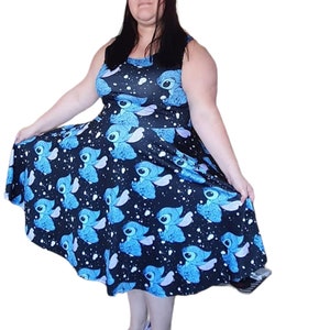 Stitch Inspired Cute Print Skater Dress Sizes S 3XL Etsy