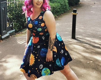 Happy planets space dress- cute kawaii retro rockabilly kitsch alternative fashion