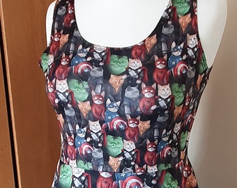 Superhjältekatter skatermönstrad klänning S-5XL kawaii kitsch plus size