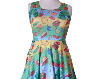 Hungry caterpillar inspired cute print skater dress- Sizes S- 5XL plus size