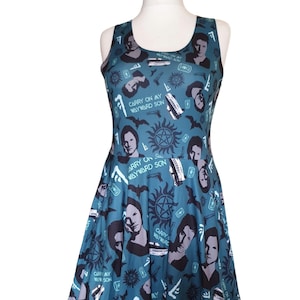 Supernatural brothers inspired print skater dress- Sizes S- 5XL plus size