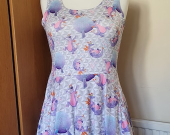 Figment Epcot Spaceship Earth Disney parks inspired print skater dress- Sizes S- 5XL plus size