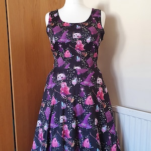 Halloween pin up witch print skater dress- Sizes S- 5XL plus size