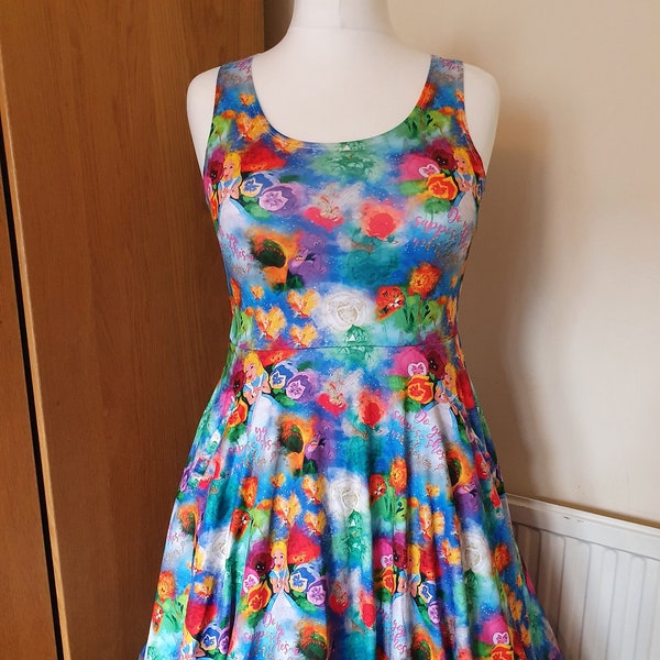 Alice and the flowers print skater dress- Sizes S- 5XL plus size