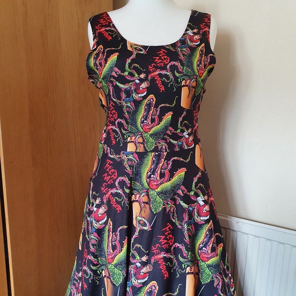 Little shop of horrors Audrey 2 inspired print skater dress- Sizes S- 5XL plus size