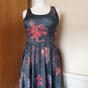Skater Kleid mit Oktopus Quallen Print - Größen S- 5XL plus Größe