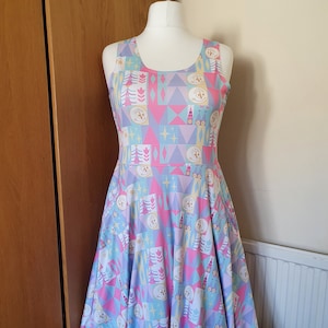 Small world ride parks inspired print skater dress- Sizes S- 5XL plus size