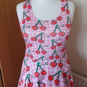 Cherry gingham print skater dress- Sizes S- 5XL plus size