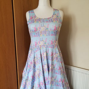 Small world windmill ride parks inspired print skater dress- Sizes S- 5XL plus size