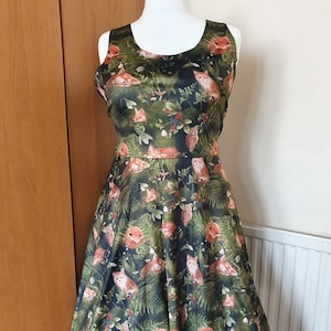 Fox woodland wildlife animal cute print skater dress- Sizes S- 5XL plus size