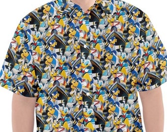 Disney cruise ship inspired short sleeved button down shirt