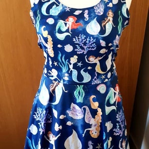 Princess mermaid cute print skater dress- Sizes S- 3XL plus size