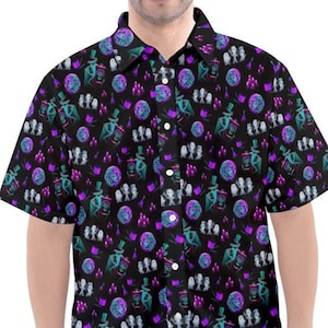 Hatbox Ghost Haunted Mansion inspiriert kurzärmeliges Button-Down-Shirt