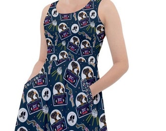 ET VHS video movie inspired print skater dress- Sizes S- 5XL plus size