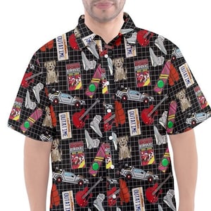 Back to the future inspired short sleeved button down shirt