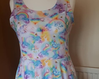 Rainbow bears inspired cute print skater dress- Sizes S- 5XL plus size