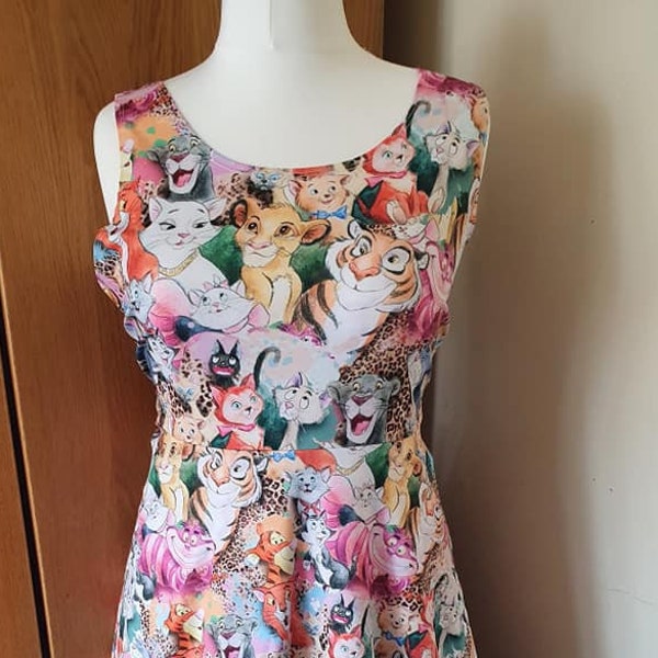 Lieblingskatzen inspiriertes Niedliches Print Skaterkleid - Größen S- 3XL plus Size