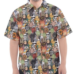 Star Wars inspiriertes Kurzarm Button Down Shirt